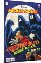 Load image into Gallery viewer, The cover to Mickey Mouse #331, featuring an illustration of Mickey pursued by two Phantom Blots, while Goofy and a policeman look on in horror.
