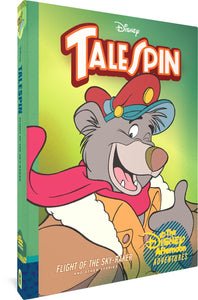 The cover to TaleSpin: Flight of the Sky-Raker: Disney Afternoon Adventures Vol. 2, featuring an illustration of Baloo in flight gear giving the viewer a thumbs up.